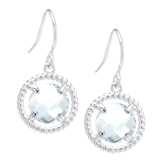 New 🌟 Giani Bernini Round Crystal Wire Drop Earrings In Sterling Silver. Available In Clear, Blue, Green Or Purple ⭐ 2 New 🌟 Giani Bernini Round Crystal Wire Drop Earrings In Sterling Silver. Available In Clear, Blue, Green Or Purple ⭐ - Image 2