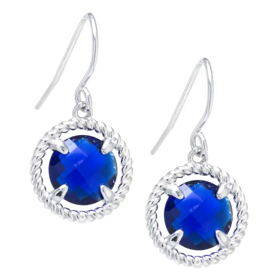 New 🌟 Giani Bernini Round Crystal Wire Drop Earrings In Sterling Silver. Available In Clear, Blue, Green Or Purple ⭐ 3 New 🌟 Giani Bernini Round Crystal Wire Drop Earrings In Sterling Silver. Available In Clear, Blue, Green Or Purple ⭐ - Image 3