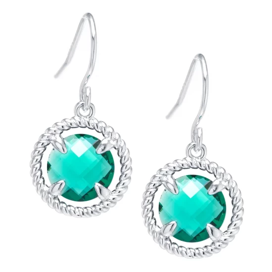 New 🌟 Giani Bernini Round Crystal Wire Drop Earrings In Sterling Silver. Available In Clear, Blue, Green Or Purple ⭐ 4 New 🌟 Giani Bernini Round Crystal Wire Drop Earrings In Sterling Silver. Available In Clear, Blue, Green Or Purple ⭐ - Image 4
