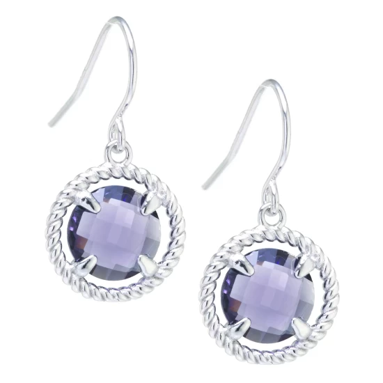 New 🌟 Giani Bernini Round Crystal Wire Drop Earrings In Sterling Silver. Available In Clear, Blue, Green Or Purple ⭐ 5 New 🌟 Giani Bernini Round Crystal Wire Drop Earrings In Sterling Silver. Available In Clear, Blue, Green Or Purple ⭐ - Image 5