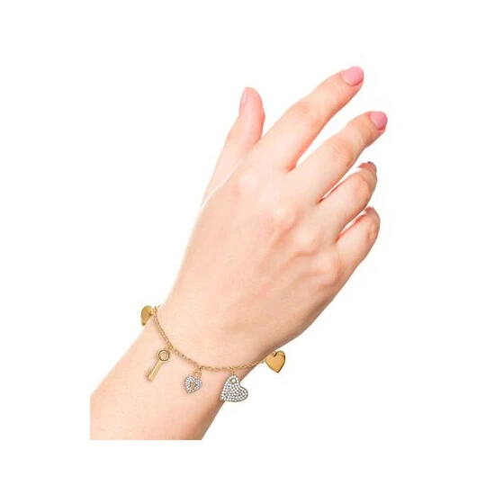 Wholesale ❤️ Giani Bernini Cubic Zirconia Heart & Key Charm Bracelet In Gold-Plated Sterling Silver, Created For Macy's Gold Over Silver 🤩 2 Wholesale ❤️ Giani Bernini Cubic Zirconia Heart & Key Charm Bracelet In Gold-Plated Sterling Silver, Created For Macy's Gold Over Silver 🤩 - Image 2