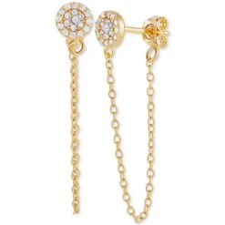 Outlet ๐ Giani Bernini Cubic Zirconia Cluster Chain Drop Earrings In 14k Gold-Plated Sterling Silver, Created For Macy's (Also In Sterling Silver) ๐ฅฐ