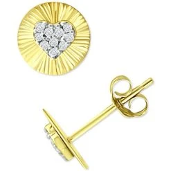 Deals 🧨 Giani Bernini Cubic Zirconia Heart Disc Stud Earrings, Created For Macy's Gold Over Silver ❤️