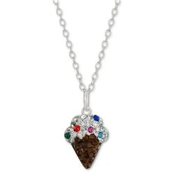Best Pirce 🔥 Giani Bernini Crystal Pavé Ice Cream 18 Pendant Necklace In Sterling Silver, Created For Macy's Multi 💯