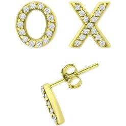 Cheapest ✨ Giani Bernini Cubic Zirconia X & O Mismatch Stud Earrings, Created For Macy's Gold 🔥