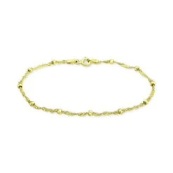 Wholesale 🔔 Giani Bernini Beaded Singapore Link Chain Bracelet In 18k Gold-Plated Sterling Silver, Created For Macy's Gold Over Silver ⭐