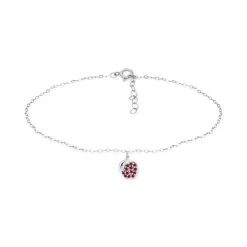 Promo 🎁 Giani Bernini Lab-Created Ruby Apple Cluster Ankle Bracelet In Sterling Silver, Created For Macy's 🥰