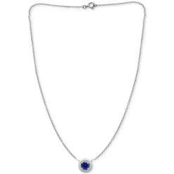 Buy 👍 Giani Bernini Blue Cubic Zirconia Framed 16 Pendant Necklace, Created For Macy's Silver ❤️