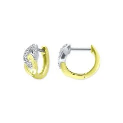 Outlet 😀 Giani Bernini Cubic Zirconia Link Small Huggie Hoop Earrings, 0.55, Created For Macy's Twotone 🎉 -Giani Bernini Shop unnamed file 1302