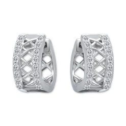 Budget โญ Giani Bernini Cubic Zirconia Lattice Small Huggie Hoop Earrings, 0.51, Created For Macy's Sterling Silver โ๏ธ