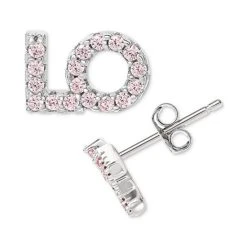 Brand new 😍 Giani Bernini Pink Cubic Zirconia LOVE Stud Earrings In Sterling Silver, Created For Macy's 👏 -Giani Bernini Shop unnamed file 1311