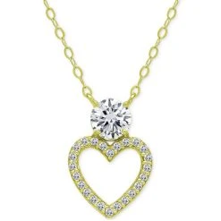 Discount 💯 Giani Bernini Cubic Zirconia Heart Pendant Necklace, 16 + 2 Extender, Created For Macy's Sterling Silver ❤️