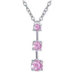 Best deal 🧨 Giani Bernini Pink Cubic Zirconia Journey 18 Pendant Necklace In Sterling Silver, Created For Macy's ⭐