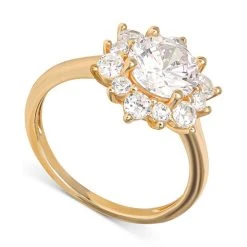 Best Pirce ❤️ Giani Bernini Cubic Zirconia Cluster Flower Ring In Gold-Plated Sterling Silver, Created For Macy's Gold Over Sterling Silver 👏