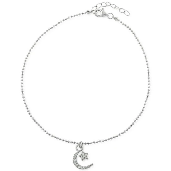 Wholesale ๐ Giani Bernini Cubic Zirconia Moon & Star Charm Ankle Bracelet In Sterling Silver, Created For Macy's ๐ 1 Wholesale ๐ Giani Bernini Cubic Zirconia Moon & Star Charm Ankle Bracelet In Sterling Silver, Created For Macy's ๐