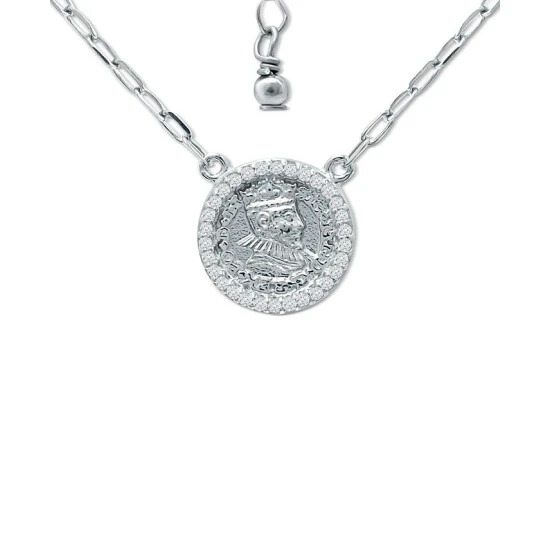 Outlet 🤩 Giani Bernini Cubic Zirconia Coin Pendant Necklace In Sterling Silver, 16 + 2 Extender, Created For Macy's ❤️ 1 Outlet 🤩 Giani Bernini Cubic Zirconia Coin Pendant Necklace In Sterling Silver, 16 + 2 Extender, Created For Macy's ❤️