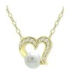 Best reviews of 😀 Giani Bernini Freshwater Pearl (5mm) & Cubic Zirconia Open Heart Pendant Necklace, 16 + 2 Extender, Created For Macy's Gold Over Silver ✔️