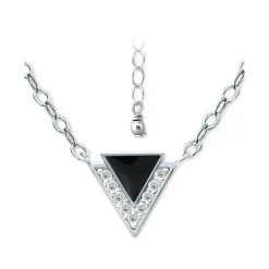 Hot Sale โค๏ธ Giani Bernini Cubic Zirconia & Enamel Triangle Pendant Necklace In Sterling Silver, 16 + 2 Extender, Created For Macy's ๐