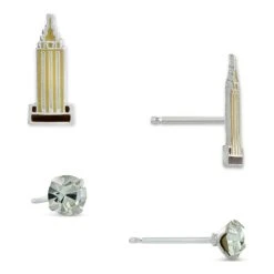 Deals ⌛ Giani Bernini 2-Pc. Set Empire State Building & Crystal Solitaire Stud Earrings In Sterling Silver, Created For Macy's ❤️