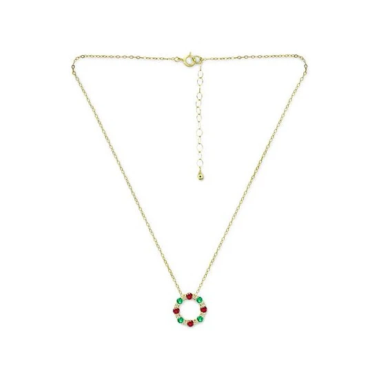 Cheap ✔️ Giani Bernini Multi-Stone Circle Wreath Pendant Necklace In 18k Gold-Plated Sterling Silver, 16 + 2 Extender, Created For Macy's Gold Over Silver 🤩 3 Cheap ✔️ Giani Bernini Multi-Stone Circle Wreath Pendant Necklace In 18k Gold-Plated Sterling Silver, 16 + 2 Extender, Created For Macy's Gold Over Silver 🤩 - Image 3