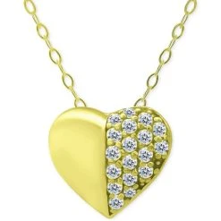 Buy 🌟 Giani Bernini Cubic Zirconia Pavé Heart Pendant Necklace In 18k Gold-Plated Sterling Silver, 16 + 2 Extender, Created For Macy's Gold Over Silver 🎁