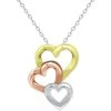 Coupon 🧨 Giani Bernini Tricolor Triple Heart Interlocking Pendant Necklace In Sterling Silver, 18k Gold- & Rose Gold-Plate, 16 + 2 Extender, Created For Macy's Gold Over Silver ❤️