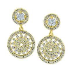 Best Sale 🎁 Giani Bernini Cubic Zirconia Medallion Drop Earrings, Created For Macy's Gold Over Silver 😀