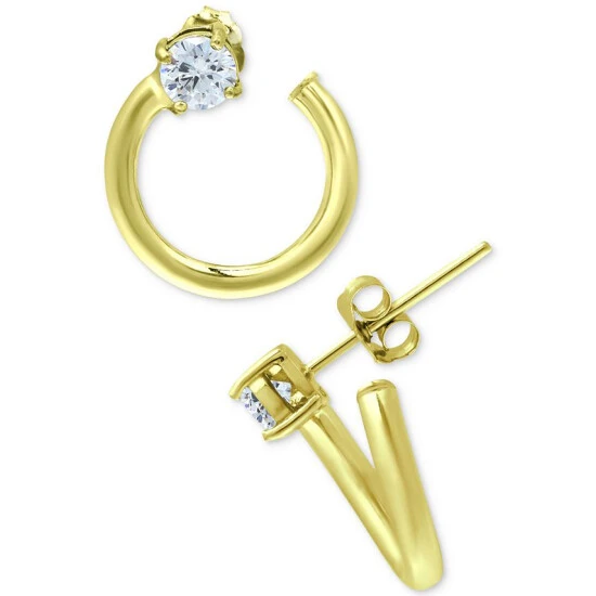 Promo ⌛ Giani Bernini Cubic Zirconia Front & Back Hoop Earrings, Created For Macy's Yellow Gold Over Silver ✔️ 1 Promo ⌛ Giani Bernini Cubic Zirconia Front & Back Hoop Earrings, Created For Macy's Yellow Gold Over Silver ✔️