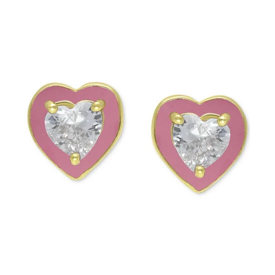 Cheap ❤️ Giani Bernini Cubic Zirconia Pink Enamel Heart Stud Earrings, Created For Macy's Gold Over Silver ✔️ 1 Cheap ❤️ Giani Bernini Cubic Zirconia Pink Enamel Heart Stud Earrings, Created For Macy's Gold Over Silver ✔️