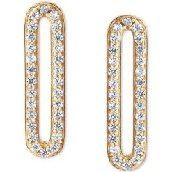 Cheapest ⌛ Giani Bernini Cubic Zirconia Paperclip Link Stud Earrings, Created For Macy's Gold Over Sterling Silver ❤️