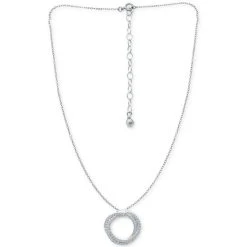 Discount ๐ Giani Bernini Cubic Zirconia Twisted Circle 16 Pendant Necklace, Created For Macy's Silver ๐