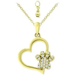 Brand new ✨ Giani Bernini Cubic Zirconia Heart & Paw 18 Pendant Necklace, Created For Macy's White 🥰