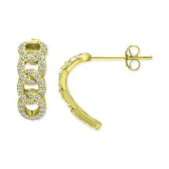 Top 10 😉 Giani Bernini Cubic Zirconia Pavé Chain Link Half Hoop Earrings, Created For Macy's Gold Over Silver ⭐