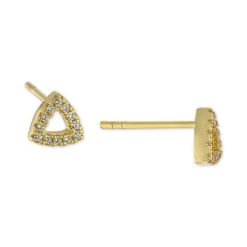 Discount ⭐ Giani Bernini Cubic Zirconia Triangle Stud Earrings In Gold-Plated Sterling Silver, Created For Macy's Yellow Gold 👏