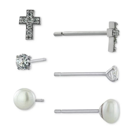 Hot Sale ๐ Giani Bernini 3-Pc. Cubic Zirconia & Cultured Freshwater Pearl (4mm) Stud Earrings In Sterling Silver, Created For Macy's ๐ 1 Hot Sale ๐ Giani Bernini 3-Pc. Cubic Zirconia & Cultured Freshwater Pearl (4mm) Stud Earrings In Sterling Silver, Created For Macy's ๐