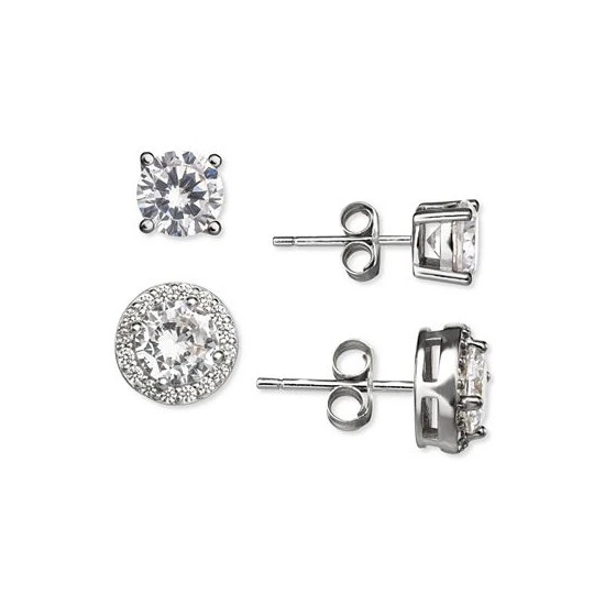 Hot Sale ๐ Giani Bernini 2-Pc. Set Cubic Zirconia Solitaire & Halo Stud Earrings In Sterling Silver, Created For Macy's โ 3 Hot Sale ๐ Giani Bernini 2-Pc. Set Cubic Zirconia Solitaire & Halo Stud Earrings In Sterling Silver, Created For Macy's โ - Image 3