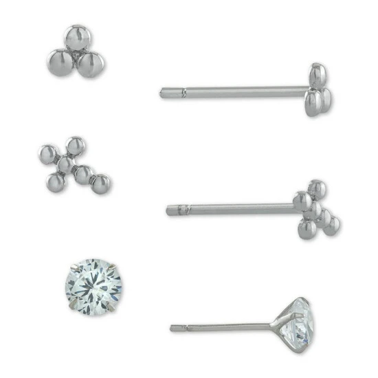 Top 10 ✨ Giani Bernini 3-Pc. Set Cubic Zirconia Bead Stud Earrings In Sterling Silver, Created For Macy's ✔️ 1 Top 10 ✨ Giani Bernini 3-Pc. Set Cubic Zirconia Bead Stud Earrings In Sterling Silver, Created For Macy's ✔️