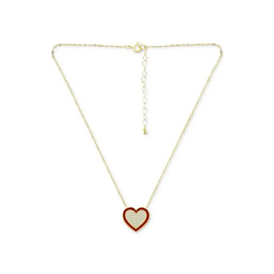 Wholesale ๐ Giani Bernini Cubic Zirconia & Red Enamel Heart Pendant Necklace, 16 + 2 Extender, Created For Macy's Gold Over Silver โจ 3 Wholesale ๐ Giani Bernini Cubic Zirconia & Red Enamel Heart Pendant Necklace, 16 + 2 Extender, Created For Macy's Gold Over Silver โจ - Image 3
