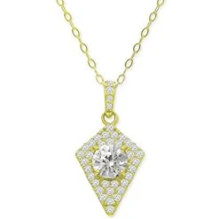 Coupon 👍 Giani Bernini Cubic Zirconia Kite Cluster Pendant Necklace, 16 + 2 Extender, Created For Macy's Gold Over Silver 🔔