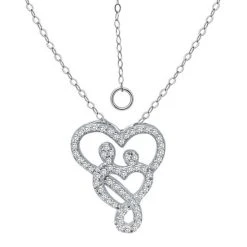 Promo ✨ Giani Bernini Cubic Zirconia Intertwined Mom & Child Heart Pendant Necklace In Sterling Silver, 16 + 2 Extender, Created For Macy's ❤️