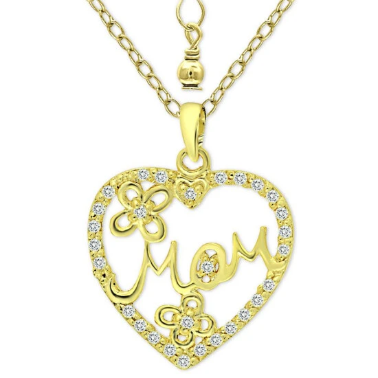 Best deal ๐ Giani Bernini Cubic Zirconia Mom Heart Pendant Necklace In 18k Gold-Plated Sterling Silver, 16 + 2 Extender, Created For Macy's Gold Over Silver ๐ 1 Best deal ๐ Giani Bernini Cubic Zirconia Mom Heart Pendant Necklace In 18k Gold-Plated Sterling Silver, 16 + 2 Extender, Created For Macy's Gold Over Silver ๐