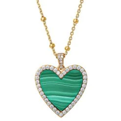 Budget ๐ Giani Bernini Malachite & Cubic Zirconia Heart Pendant Necklace In Gold-Plated Sterling Silver, 16 + 2 Extender, Created For Macy's ๐ฅ