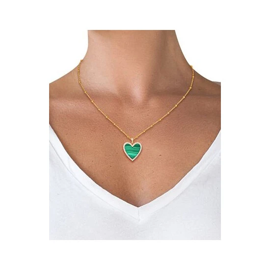 Budget 😀 Giani Bernini Malachite & Cubic Zirconia Heart Pendant Necklace In Gold-Plated Sterling Silver, 16 + 2 Extender, Created For Macy's 🔥 2 Budget 😀 Giani Bernini Malachite & Cubic Zirconia Heart Pendant Necklace In Gold-Plated Sterling Silver, 16 + 2 Extender, Created For Macy's 🔥 - Image 2