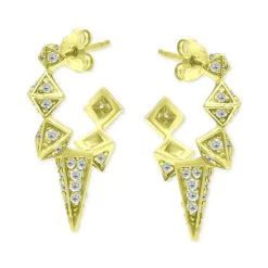 New ๐งจ Giani Bernini Cubic Zirconia Spike Small Hoop Earrings, Created For Macy's Gold Over Silver โญ