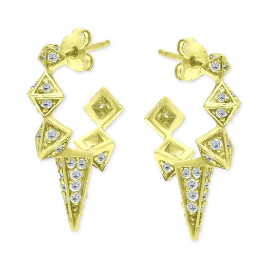 New 🧨 Giani Bernini Cubic Zirconia Spike Small Hoop Earrings, Created For Macy's Gold Over Silver ⭐ 1 New 🧨 Giani Bernini Cubic Zirconia Spike Small Hoop Earrings, Created For Macy's Gold Over Silver ⭐