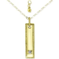 Coupon 😉 Giani Bernini Cubic Zirconia Dog Tag Pendant Necklace In 18k Gold-Plated Sterling Silver, 16 + 2 Extender, Created For Macy's Gold Over Silver 🌟