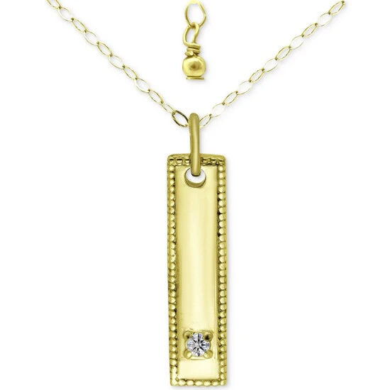 Coupon 😉 Giani Bernini Cubic Zirconia Dog Tag Pendant Necklace In 18k Gold-Plated Sterling Silver, 16 + 2 Extender, Created For Macy's Gold Over Silver 🌟 1 Coupon 😉 Giani Bernini Cubic Zirconia Dog Tag Pendant Necklace In 18k Gold-Plated Sterling Silver, 16 + 2 Extender, Created For Macy's Gold Over Silver 🌟