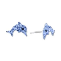 Buy ๐ Giani Bernini Crystal Pavรฉ Dolphin Stud Earrings In Sterling Silver, Created For Macy's Blue ๐