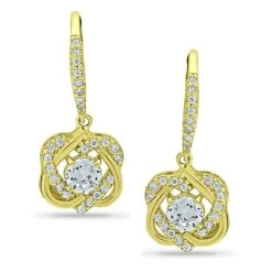 Outlet ⌛ Giani Bernini Cubic Zirconia Cluster Drop Earrings In 18k Gold-Plated Sterling Silver, Created For Macy's Gold Over Silver ⌛