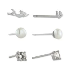 Flash Sale 🔥 Giani Bernini 3-Pc. Set Cubic Zirconia, Mermaid, & Imitation Pearl Stud Earrings In Sterling Silver, Created For Macy's 👍